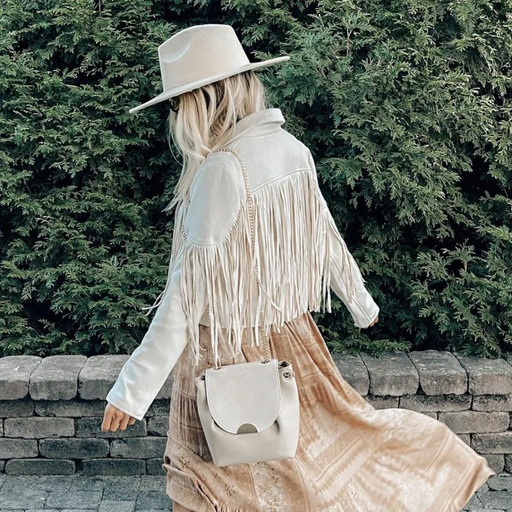 Fringe Cream Jacket faux suede - Picture 4 of 8